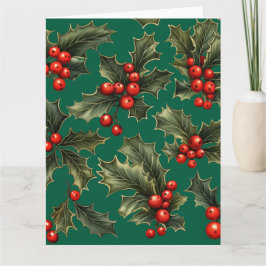 Holly & Berry Sprigs Weihnachtskarte Karte