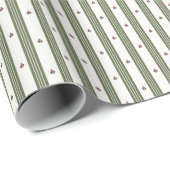 Holly Berry Stripe Wrapping Paper Geschenkpapier (Rolleneckpunkt)