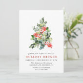 Holly Berry Tree CHRISTMAS HOLIDAY BRUNCH Einladung (Stehend Vorderseite)