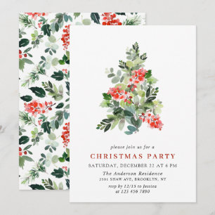 Holly Berry Tree Holiday CHRISTMAS PARTY Einladung
