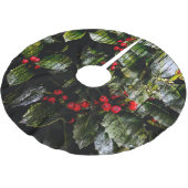 Holly Berry Tree Skirt Polyester Weihnachtsbaumdecke (Schrägansicht)