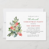 Holly Berry Tree Virtual CHRISTMAS HOLIDAY Party Einladung (Vorderseite)
