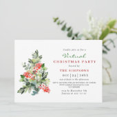 Holly Berry Tree Virtual CHRISTMAS HOLIDAY Party Einladung (Stehend Vorderseite)