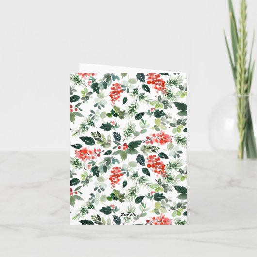 Holly Berry Tree Weihnachtsgrüße Dankeskarte (Rückseite)