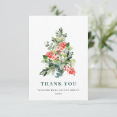 Holly Berry Tree Weihnachtsgrüße Dankeskarte (Stehend Vorderseite)