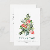 Holly Berry Tree Weihnachtsgrüße Dankeskarte (Vorne/Hinten)