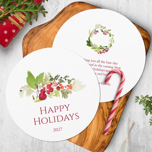 Holly Berry und Evergreen Wasserfarbkarte Einladung