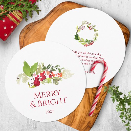 Holly Berry und Evergreen Wasserfarbkarte Einladung