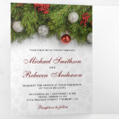 Holly Berry und Pine Blätter Weihnachtsfeier Dreifach Gefaltete Einladung (Innen Erste Seite)