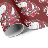 Holly Berry Unicorn Geschenkpapier (Rolleneckpunkt)