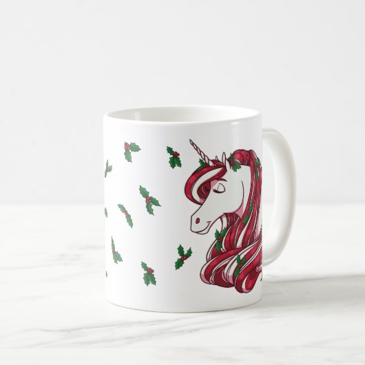 Holly Berry Unicorn Kaffeetasse (VorderseiteRechts)