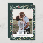 Holly Berry Verheiratet & Merry Neugebliebene Weih Einladung (Vorne/Hinten)