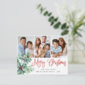 Holly Berry Weihnachten 3 Foto Urlaub Postkarte (Stehend Vorderseite)