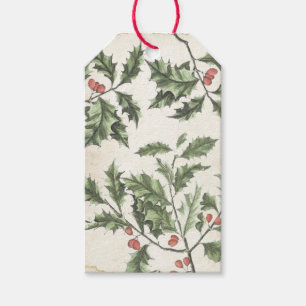 Holly Berry Weihnachtsgrün Pergament Vintage Geschenkanhänger