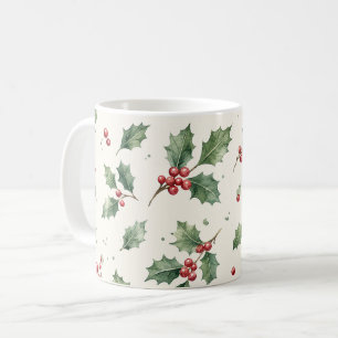 Holly Berry Weihnachtskaffee Botanischer Feiertag Kaffeetasse