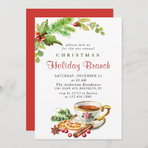 Holly Berry Weihnachtszweig Einladung