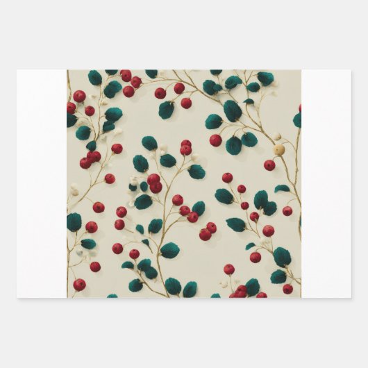 Holly Berry Wrapping Paper Geschenkpapier Set (Vorderseite 3)