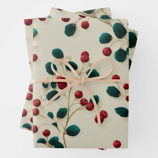 Holly Berry Wrapping Paper Geschenkpapier Set (Beispiel)