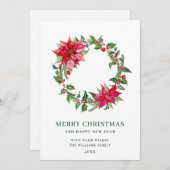 Holly Berry Wreath Christmas Greeting Feiertagskarte (Vorne/Hinten)
