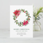 Holly Berry Wreath Christmas Greeting Feiertagskarte (Stehend Vorderseite)