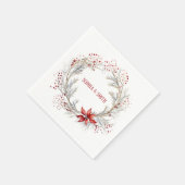 Holly Berry Wreath Christmas Serviette (Ecke)