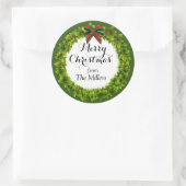 Holly Berry Wreath Custom Christmas Runder Aufkleber (Tasche)