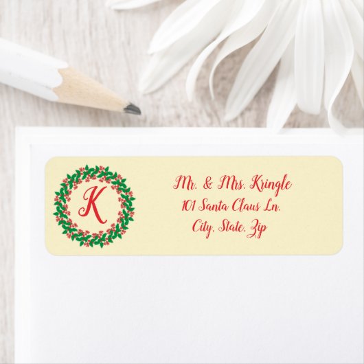 Holly Berry Wreath Monogram (Insitu)