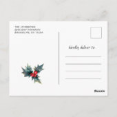 Holly Berry Wreath Watercolor Christmas Eve Party Postkarte (Rückseite)