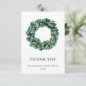 Holly Berry Wreath Weihnachtsfeiertag Dankeskarte (Stehend Vorderseite)