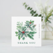 Holly Berry Wreath Weihnachtsgruß Urlaub als Dankeskarte (Stehend Vorderseite)