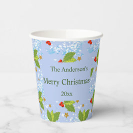 Holly Bery Muster Merry Christmas Paper Cup Pappbecher