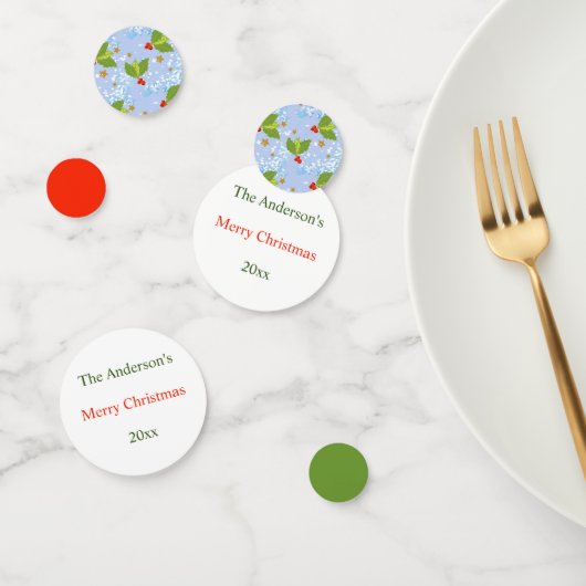 Holly Bery und Blätter Muster Frohe Weihnachten Konfetti (Gruppe)