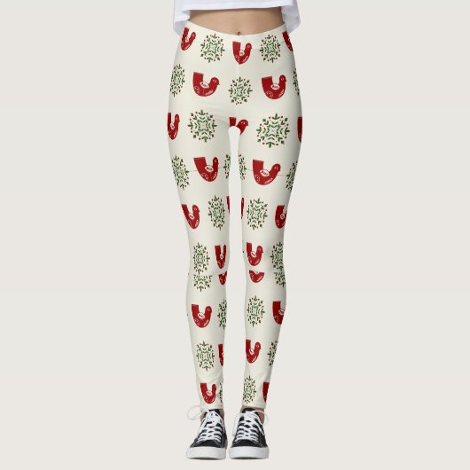 Holly Bird & Snowflake Christmas Leggings Women (Vorderseite)