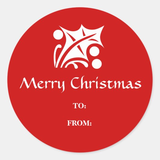 Holly Blatt und Beeren Frohe Weihnachtsgeschenke E Runder Aufkleber (Vorderseite)