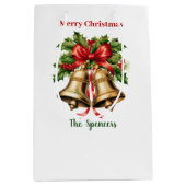 Holly Blätter & Berries Goldbrände Frohe Weihnacht Mittlere Geschenktüte (Vorderseite)