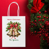 Holly Blätter & Berries Goldbrände Frohe Weihnacht Mittlere Geschenktüte