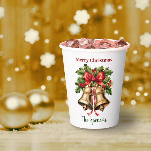 Holly Blätter & Berries Goldbrände Frohe Weihnacht Pappbecher