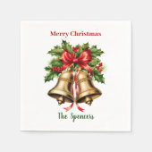 Holly Blätter & Berries Goldbrände Frohe Weihnacht Serviette (Vorderseite)