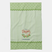 Holly Blätter Berries Stripes Weihnachten Geschirrtuch (Vertikal)