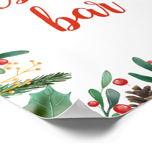 Holly Blätter Berry Christmas | Dessert Bar Sign Poster (Ecke)