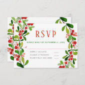 Holly Blätter Berry Christmas | Hochzeit RSVP (Vorne/Hinten)