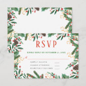 Holly Blätter Berry Christmas | Hochzeit RSVP (Vorne/Hinten)
