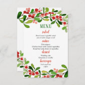 Holly Blätter Berry Christmas | Hochzeitsmenü Einladung (Vorne/Hinten)