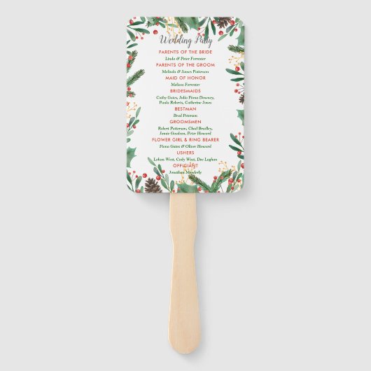 Holly Blätter Berry Christmas | Hochzeitsprogramm Fächer (Rückseite)