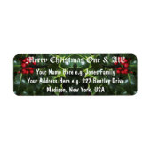 Holly Blätter CHRISTMAS Rücksendeadressen-Aufklebe (Vorne)