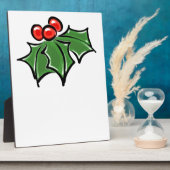 Holly-Blätter, Holly-Beeren, lustige botanische Fe Fotoplatte (Seite)