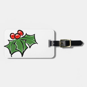 Holly-Blätter, Holly-Beeren, lustige botanische Fe Gepäckanhänger