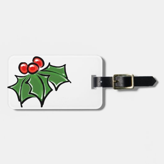 Holly-Blätter, Holly-Beeren, lustige botanische Fe Gepäckanhänger (Vorderseite horizontal)