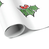 Holly-Blätter, Holly-Beeren, lustige botanische Fe Geschenkpapier (Rolleneckpunkt)