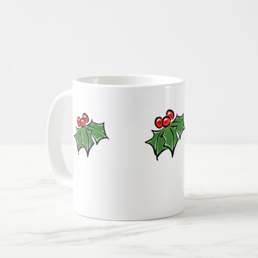 Holly-Blätter, Holly-Beeren, lustige botanische Fe Kaffeetasse (Vorderseite Links)